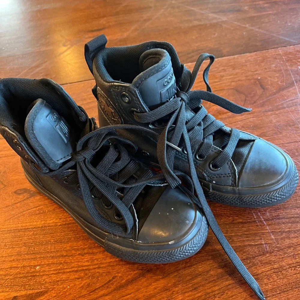 Converse Chuck Taylor All Star Street High Top Kids Shoes Triple Black sz 11